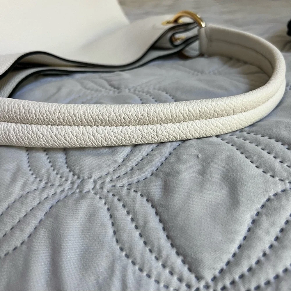 PRADA Vitello Phenix Bianco Embossed Logo Leather Hobo shoulder Bag - Picture 13 of 14